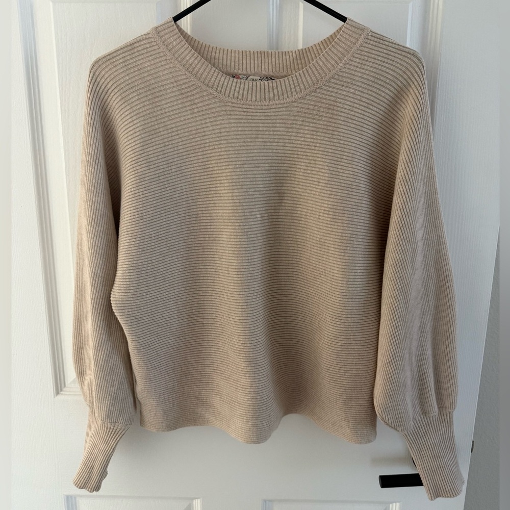 Pink Rose Ribbed Knit Sweater Sz. L